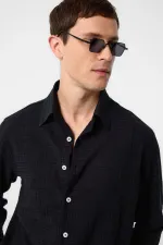 Chemise texturée Antioch noire coupe décontractée pour homme
