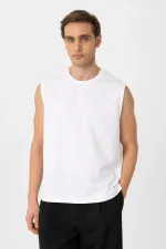 Antioch Beyaz Relaxed Fit Erkek Kolsuz T-Shirt Antioch Beyaz Relaxed Fit Erkek Kolsuz T-Shirt