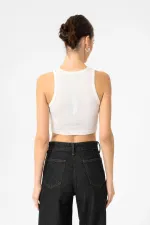 Débardeur court côtelé Antioch Ecru pour femme