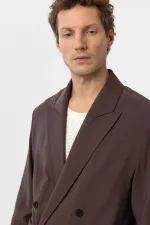 Antioch Kahve Relax Fit Diagonel İnce Erkek Blazer Ceket