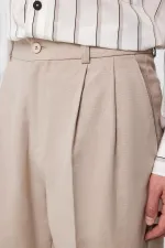 Antioch Bej Yüksek Bel Pamuklu Erkek Pantolon