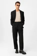 Antioch Siyah Çift Pileli Baggy Fit Erkek Pantolon