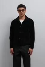 Veste classique pour homme en daim noir Antioch