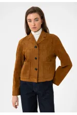 Antioch Tan Women's Faux Suede Crop Jacket