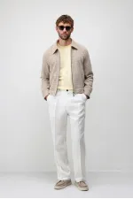 Antioch Beige Textured Zip-Up Men's Jacket