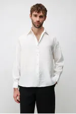Antioch Ekru Modal Karışımlı Relax Fit Erkek Gömlek