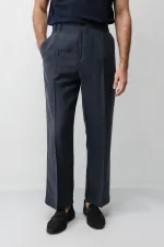 Antioch Lacivert Lyocell Relaxed Fit Pileli Erkek Pantolon