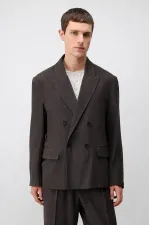 Antioch Koyu Kahve Modal Karışımlı Relaxed Fit Erkek Blazer Ceket