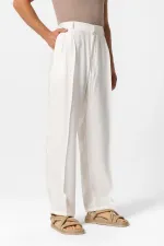 Antioch Ekru Yüksek Bel Pileli Baggy Erkek Pantolon