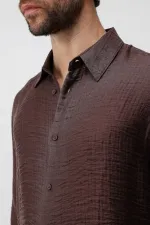 Antioch Coffee Crinkled Relax Fit Men's Shirt