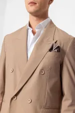 Antioch Açık Kahve Tek Düğme Kruvaze Erkek Blazer Ceket
