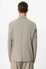 Antioch Light Khaki Single Button Double-Breasted Men's Blazer Jacket