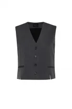 Antioch Antrasit Yırtmaçlı Kadın Yelek