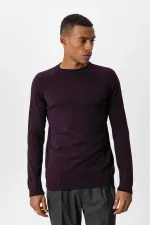 Antioch Plum Crew Neck Slim Fit Knit Sweater