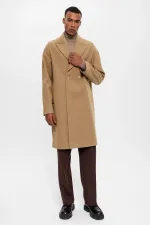 Antioch Dark Beige Oversize Double-Breasted Men's Coat