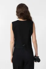 Antioch Siyah Yırtmaçlı Kadın Yelek