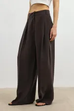 Pantalon large pour femme Antioch en mélange de lyocell marron foncé