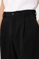 Pantalon plissé Antioch noir taille haute coupe décontractée pour homme