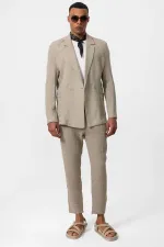 Antioch Beige Double-Breasted Unlined Men's Blazer Jacket