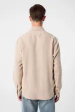 Chemise homme Antioch Stone en lin mélangé à col boutonné