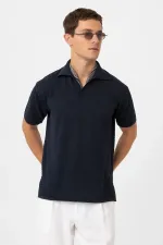 Antioch Lacivert Polo Yaka Dokulu Erkek Triko T-Shirt