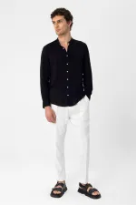 Antioch Black Mandarin Collar Men's Shirt