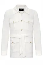 Veste de saison en lin écru pour homme avec ceinture Antioch