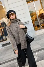 Antioch Açık Kahve Atkı Yaka Suni Kürklü Kaban