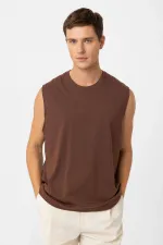 Antioch Kahve Relaxed Fit Erkek Kolsuz T-Shirt