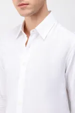 Chemise homme Antioch en lin mélangé blanc cassé, coupe décontractée