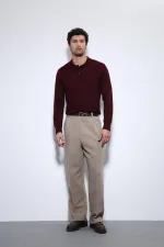 Pull homme à col polo bordeaux Antioch