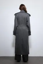 Antioch Antrasit Oversize Kemerli Kaban