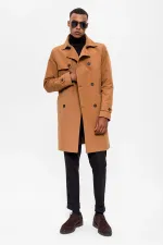 Trench-coat croisé à ceinture couleur fauve Antioch