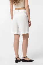 Antioch Ekru Pilili Kadın Bermuda Şort