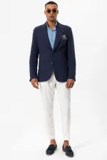 Antioch Navy Blue Unlined Men's Blazer Jacket with Patch Pockets