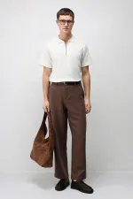 Antioch Beyaz Dokulu Örme Polo Yaka Erkek T-Shirt