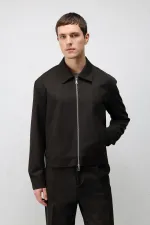 Veste homme Antioch marron foncé coupe décontractée à fermeture éclair