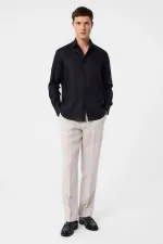 Antioch Siyah 100% Keten Comfort Fit Erkek Gömlek