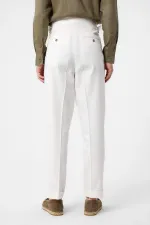 Pantalon Antioch blanc coupe italienne taille haute pour homme