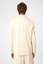 Antioch Ekru Relax Fit Kruvaze Erkek Blazer Ceket