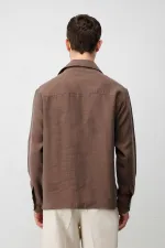 Antioch Coffee Lyocell Blend Wide Collar Men's Shirt