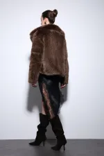 Veste en fausse fourrure Antioch Coffee pour femme