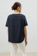 Antioch Lacivert Dökümlü Kadın T-Shirt Antioch Lacivert Dökümlü Kadın T-Shirt