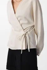 Chemise kimono blanche à nouer Antioch pour femme