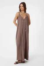 Antioch Coffee Strappy Modal Long Women's Dress