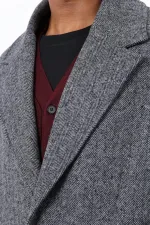 Manteau homme Antioch gris coupe décontractée à chevrons