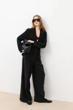 Antioch Black Pleated Palazzo Women's Trousers