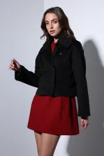 Antioch Black Double-Breasted Women's Short Coat
