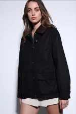 Veste Antioch noire à col contrastant pour femme