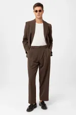 Pantalon homme Antioch Coffee taille haute coupe décontractée à plis